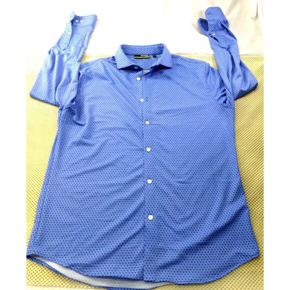 Murano Other - Murano Mens Slim Fit Blue Long Sleeve Button-Up Shirt With Geometric Pattern Siz